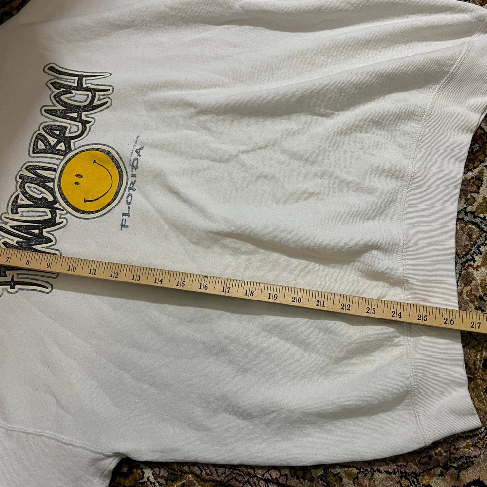 Vintage Ft Walton Beach Florida Smiley Face Sweatshirt XL White 1990 - Picture 6 of 8